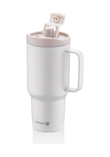 Korkmaz A5577-2 Freedom 1 Litre Bej Pipetli Bardak Termos Pembe