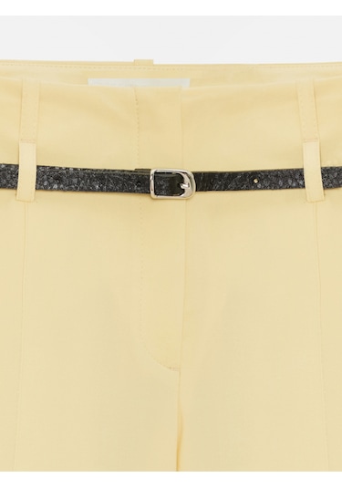 Dilvin 72677 Kemerli Düz Kesim Pantolon-sarı