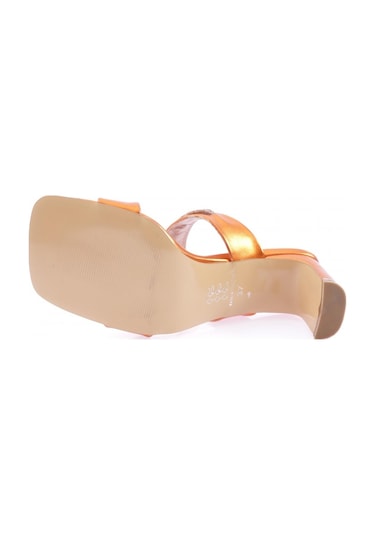 Dgn 1043-23y Kadin Kristal Taşli Bantli Topuklu Terlik 1043-2271-R13774 Turuncu