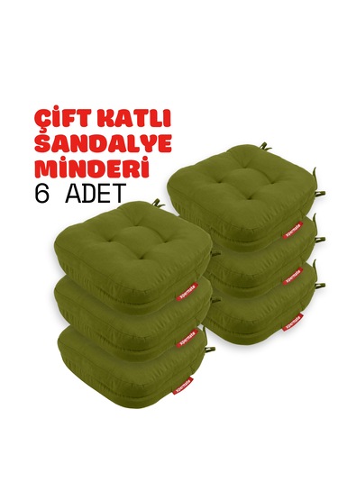 Xpermate 6'lı Çift Kat Sandalye Minderi 42x42x8 Yeşil
