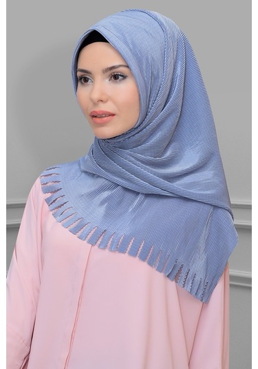 Açık Gri Pratik Hazır Geçmeli Tesettür Eşarp Fukuro Piliseli Saça Çok Renkli