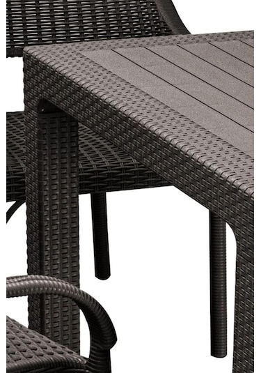 Camlı Kahve 90x90 Cm Rattan Bahçe Balkon Masası Kahverengi