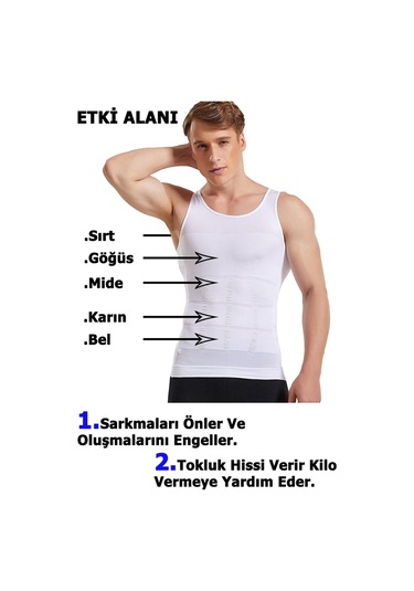Erkek Korse Atlet Göbek Sıkılaştırıcı Toparlayıcı Korse İkili Set Beyaz - Siyah