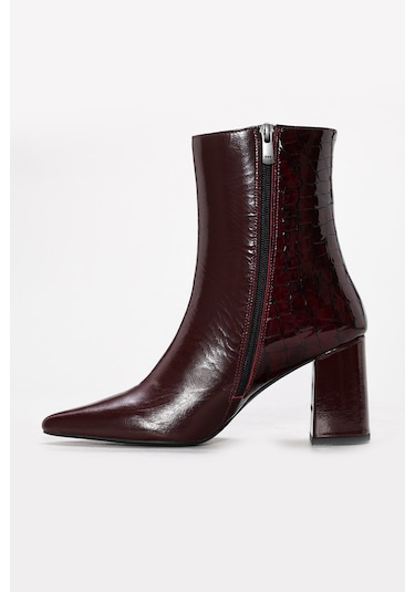 Hakiki Deri Kadın Kalın Topuklu Bot 215dza3211 Bordo