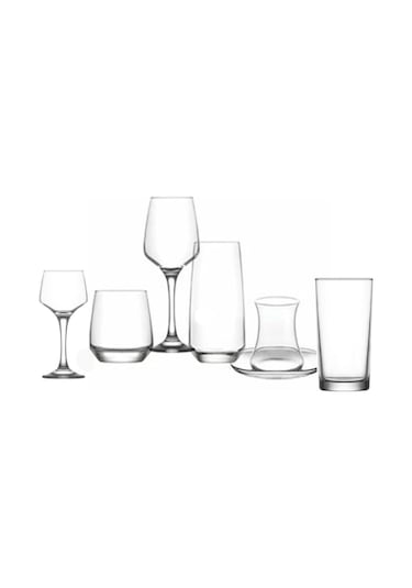 Lav Lal* Likör *(42 Prç) Mavi Akdeniz Çeyiz Seti 42 Parça Bardak Takımı Cam Bardak Seti