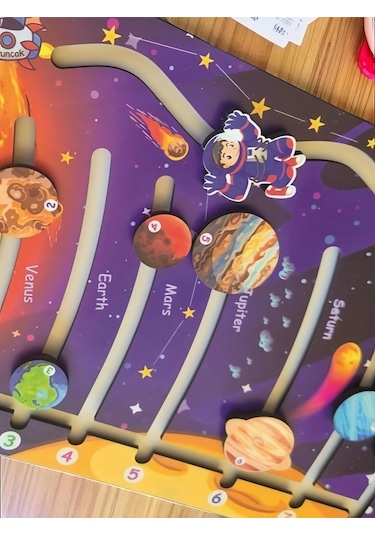 Hareketli Gezegenler Uzay Macerası Ahşap Oyuncak Eğitici Ve Eğlenceli Oyuncak