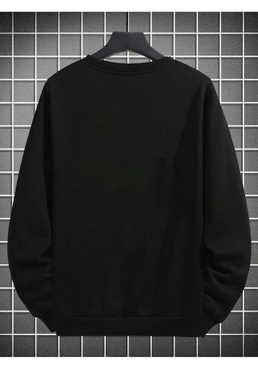 Adrift Slogan Graphic Drop Shoulder Sweatshirt Siyah Siyah