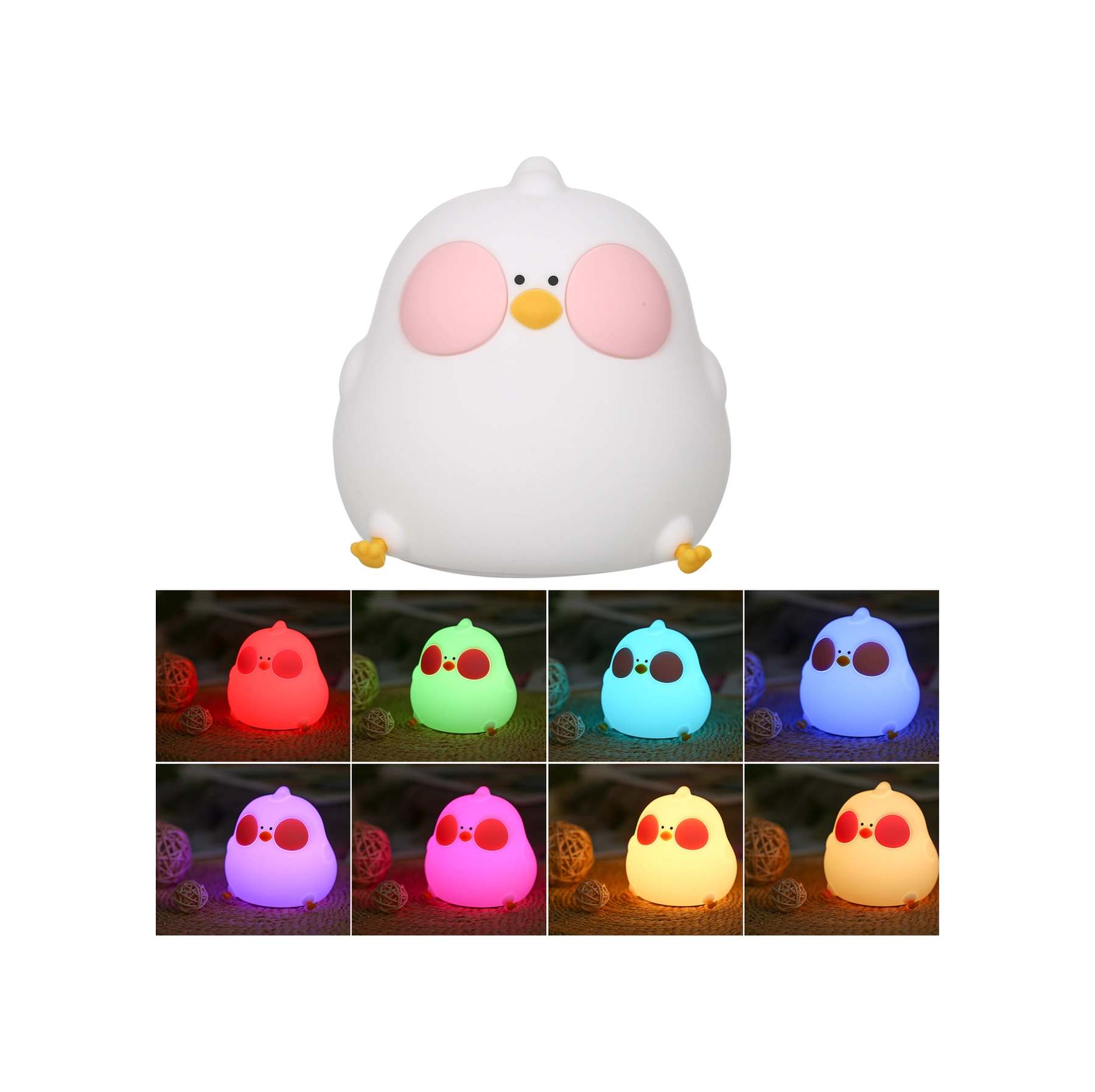 Folinda Tavşan Şekilli Silikon Gece Lambası - Hafif Dokunuşla 7 Renk Değişimi, 3 Parlaklık Seviyesi, 30 Dakika Zamanlayıcı, 1200mah Batarya Beyaz Diğer