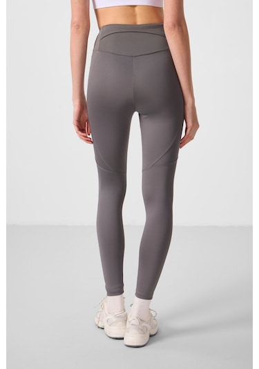 Koyu Gri Standart Fit Esnek Performans Kadın Tayt - 94666 Koyu Gri