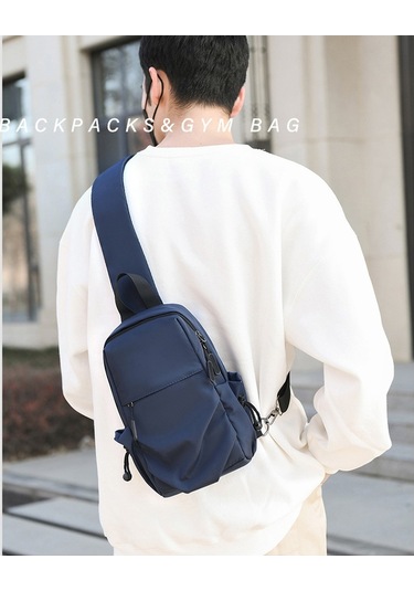 Erkekler İçin Şık Ve Fonksiyonel Su Geçirmez Naylon Çapraz Askılı Tek Omuz Çantası - Trend Göğüs Çantası Mavi