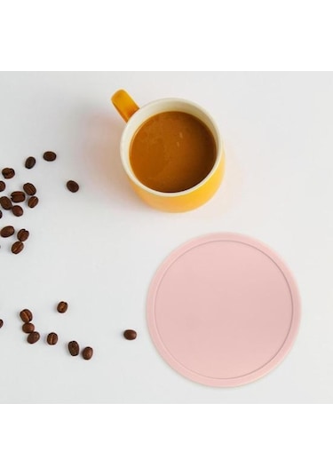 Yeşil Bardak Altlığı Isıya Dayanıklı Kaymaz Yükseltilmiş Kenar Yuvarlak Dökülmeye Dayanıklı Tezgah İçecek Kahve Çay Yeşil