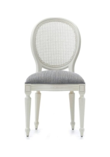 Madalyon Hazeranlı Ahşap Klasik Sandalye Beyaz - Gri
