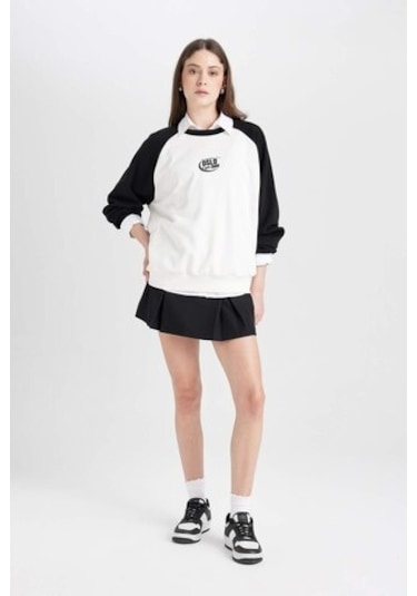 DeFacto Coool Şort Etek Yüksek Bel Pamuk Astarlı Mini Etek C7581AX24AUBK27 Siyah