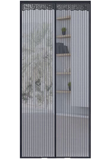 Teltree Manyetik Sineklik Perde, Kolay Kurulumlu Anti-sivrisinek Tül, 48x82 İnç Yazlık Kapı Dekoru, Deliksiz Hava Geçiren Ev Aksesuarı Siyah