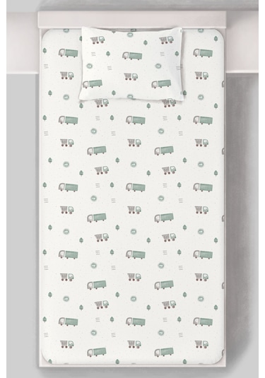 Organik Tek Kişilik Lastikli Çarşaf Seti - Şehir Macerası Renkli