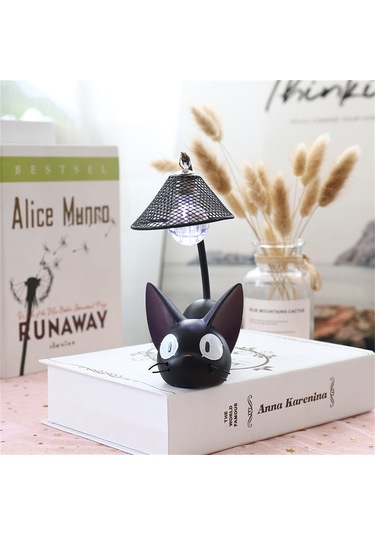 Jiji Kedi Reçine Lambası Benzersiz Şekilli Sağlam Işık Direği Gece Lambası Ev Dekorasyonu Hediyeleri İçin Ağ Delikli Çok Renkli