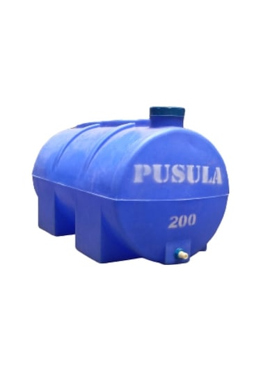 Pusula Su Depoları Polietilen 200 LT Mavi Yatay Su Deposu / Vanalı