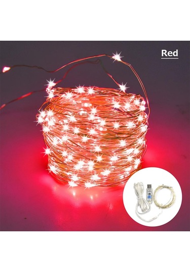 Kırmızı Noel Led Işıkları 10 M Peri Işık Usb Yeni Yıl Düğün Parti Tatil Festoon Açık Sokak Çelenk Odası Aydınlatma Süslemeleri Kırmızı