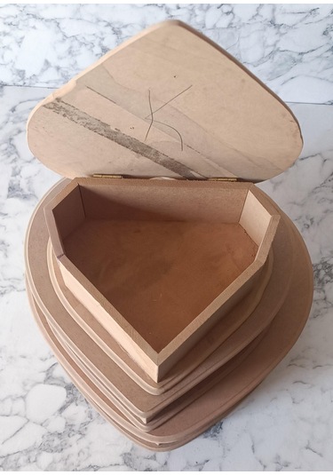 Hobi Adn Kalp Kutu Set 3'lü Ahşap Ham Mdf Kutuda Sevk El Yapım Ahşap