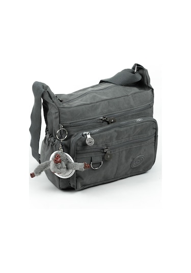 Krinkıl / Klinkır Su Geçirmez Kumaş Çok Gözlü Çapraz Kol Ve Omuz Postacı Çantası Koyu Gri 9507 Gri