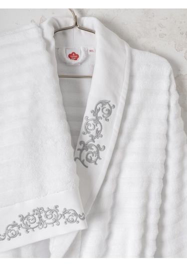 Cotton Box Seta Aile Bornoz Seti Genny Beyaz-antrasit Diğer