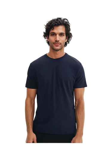 Ar-ma Erkek Regular Fit Pamuk Süprem Basic Bisiklet Yaka Tişört Y31344408002 Lacivert XL