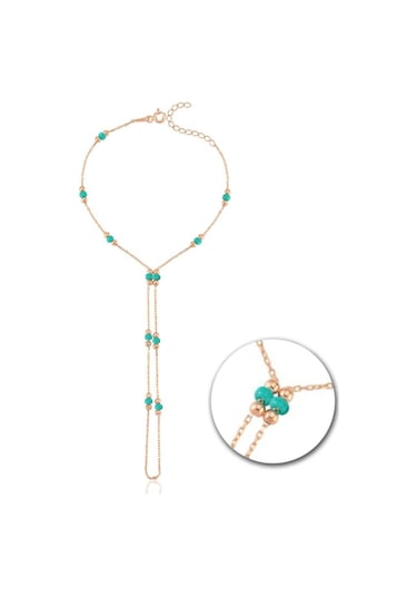 Deniz Yeşili Boncuk Detay Rose Renk Gümüş Şahmeran Rose Gold