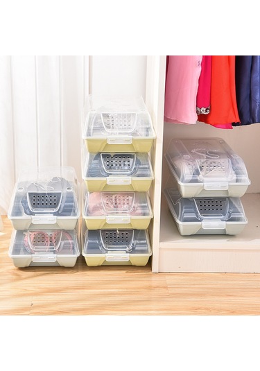 Youmex Mavi Şeffaf Klipsli Ayaklık Kutusu - Konforlu Depolama, Ev Ve Ticari Kullanım İçin, Katlanabilir Ve Stabil