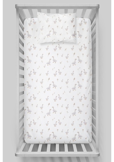 Organik Bebek Boy Lastikli Çarşaf Seti 70x110 - Huzurlu Kanatlar