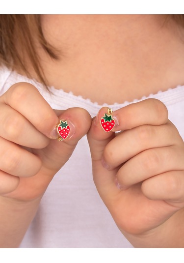 925 Ayar Gümüş Çilek Çocuk Küpesi