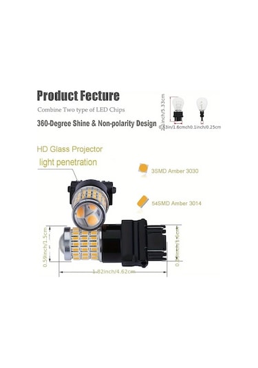 Fochsia 2pcs-氙气白 2 Adet Led Oto Lamba 3157 4157 3057 3156 54smd 3014 Ve 3smd 3030 Beyaz Kırmızı Turuncu Araç Dekorasyonu