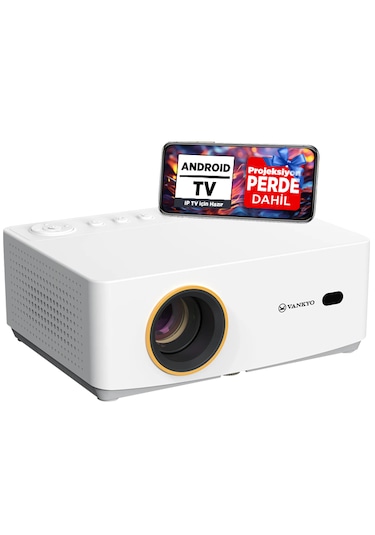 Vankyo Leisure L470A Android TV 1080P Destekli 6G Wi-Fi + Bluetooth 5.2 Projeksiyon Cihazı Beyaz