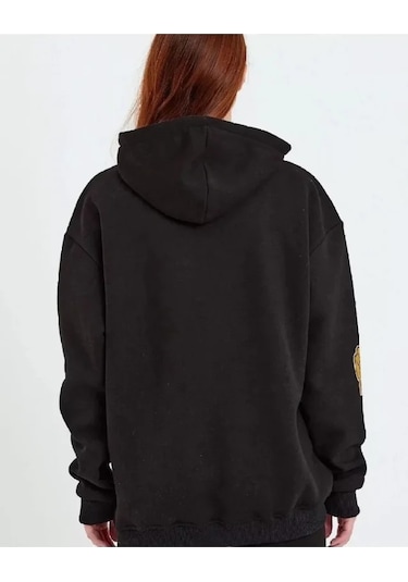 Efnaz Style Baskılı Kapüşonlu Sweatshirt - Siyah