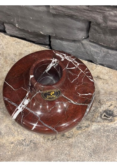 Vişne Mermer Vazo - Çap 20cm Yükseklik 15cm Beyaz