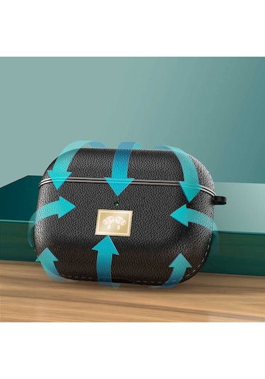 Airpods Pro 2 Uyumlu Deri Görünümlü Askı Aparatlı Wlons Kılıf Siyah