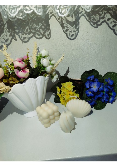 Üçlü Set Mum İstiridye,bubble Ve Küçük Dalgalı Mum