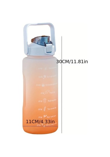 Su Şişesi 2 Litre Sulu Kalın Motivasyonlu Sızdırmaz Plastik Spor Şişe Purple Blue 2.0l Purple Blue