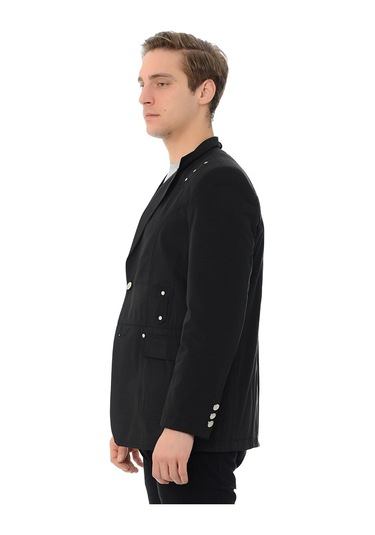 Sposo G-125 İki Düğme Tek Yırtmaç Yarım Astar Sİyah Erkek Ceket Siyah