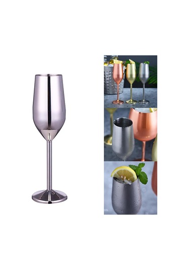 Suntek Şarap Kadehleri Şampanya Kokteyl Bardakları Parti 220ml-gümüş 220ml Gümüş
