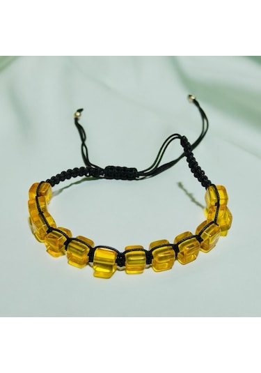 Makrome Damla Kehribar Bileklik Hcz-model Ght Sarı