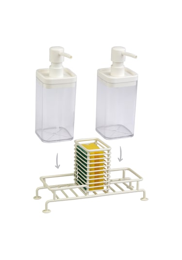 Okyanus Home Beyaz Standlı Sıvı Sabunluk 2'li Şeffaf