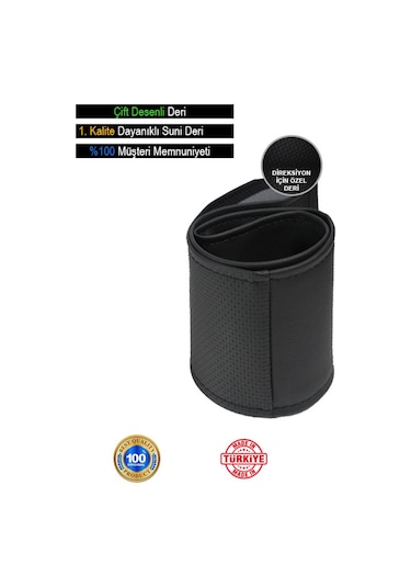 Peugeot 106 Siyah Delikli Düz İçin Uyumlu Özel Süper Deri Direksiyon Kılıfı