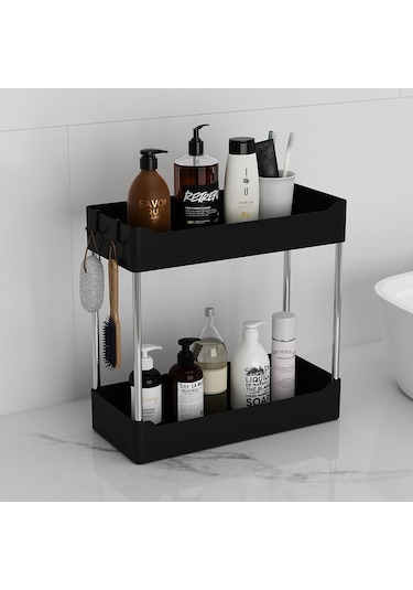 Konesam Banyo Mutfak Dolap Tahtaüstü Organizer - İçkiler Kozmetik Malzemeleri Saklama Rafı - 4 Katlı Paslanmaz Çelik Ayaklı İnci Beyaz Diğer