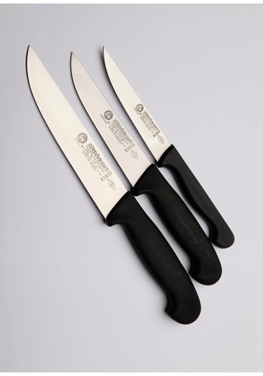 Sürdövbisa 3'lü Siyah Mutfak Seti Plastik Sap Çok Renkli