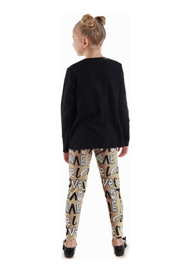 Denokids Love Kız Çocuk T-shirt Tayt Takım Renkli