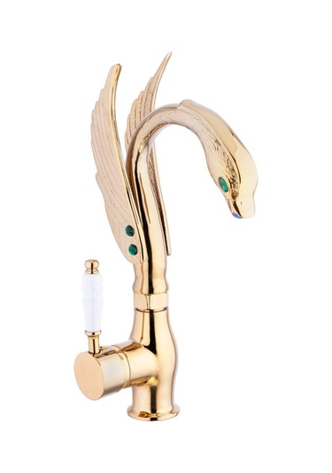 Altın Zümrüt Taşlı Ördek Kuğu Mutfak Ve Lavabo Eviye Bataryası