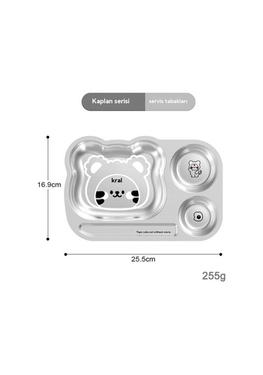 Ev Tipi Düşme Önleyici 304 Paslanmaz Çelik Çocuk Bölme Tepsisi Ahşap