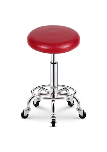 Xiyyadms Büyütülebilir Pu Deri Dairesel Tabure Kılıfı - Su Ve Yağa Dayanıklı, 28-35cm Çap, Pembe Kırmızı Şarap Kırmızısı