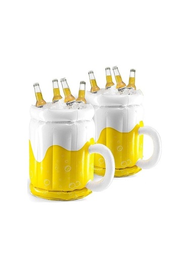 Ulzyvf Şişme Buz Kovası Pvc Bira İçecek Soğuk Kupalar Beyaz Sarı Beyaz - Sarı