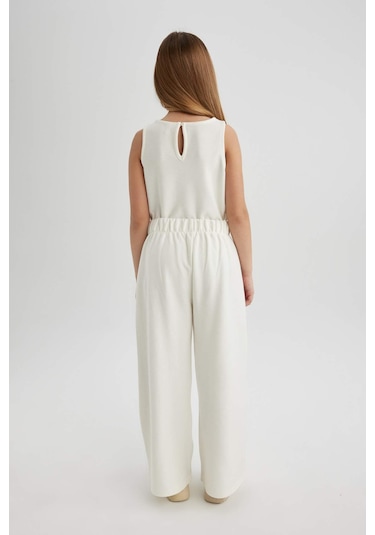 Defacto Kız Çocuk Kolsuz Bluz Pantolon 2'li Takım C0871A824SPER233 Ekru